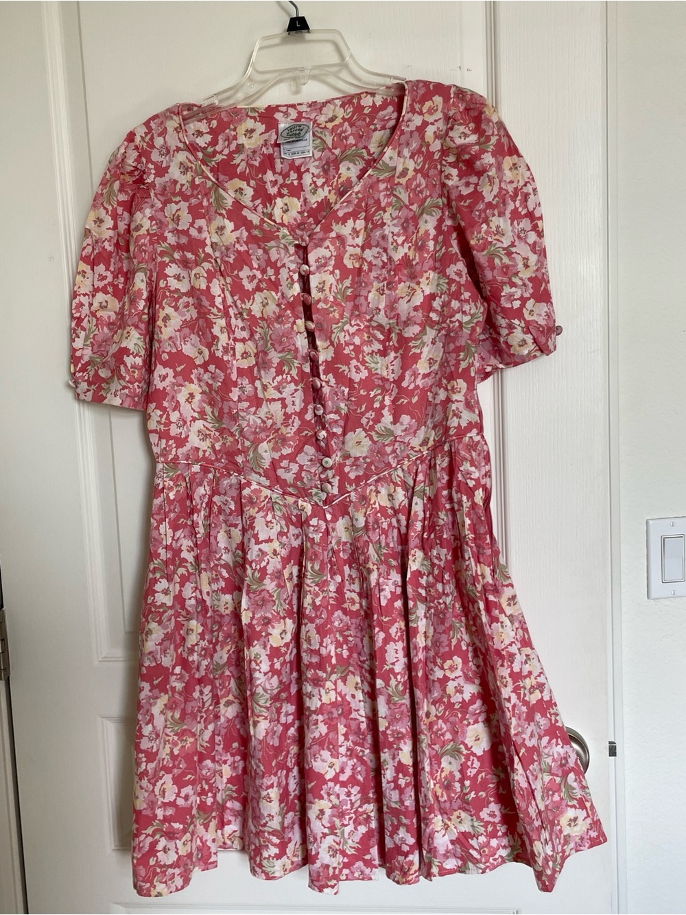 Laura Ashley Pink Floral Button-Front Casual Dress - Picture 1 of 3